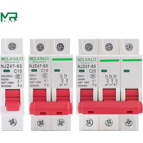 DZ47-63 Mini Circuit Breaker AC 1P 2P 3P Overload protection switch of solar 6A~63A miniature circuit breaker 230~400V /4500A