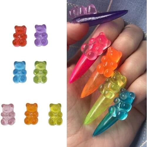 Jelly Gummy Bear Nails Luxury 3D Nail Rhinestones Decoration for Kawaii Press On Tips Manicure Accessories