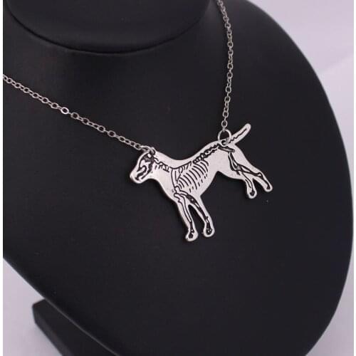 Hzew pitbull skeketon dog pendant necklace dog necklaces veterinarian gift