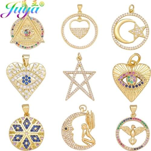 Juya DIY Jewelry Charms Supplies Handmade Crescent Greek Evil Eye Love Heart Moon Star Charms For Fashion Charms Jewelry Making