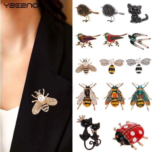 Quality Handmade Bee Fly Insect Brooch Oil Insect Brooch Animal Brooch Rhinestone Female Jewelry Ladybug Brooch Gift Jewelry