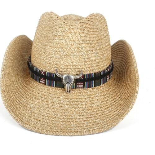 2019 unisex Women men Hollow Western Cowboy Hat Lady Summer Straw Bohemian Belt Sombrero Hombre Beach Cowgirl Jazz Sun Hat