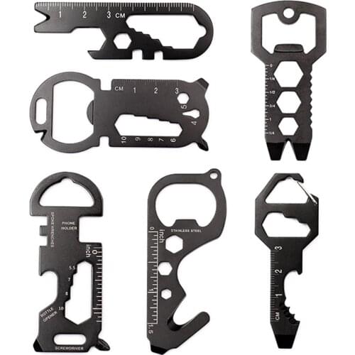 Stainless Steel Keychain Spanner Hex Wrench Multifunction Camping Outdoor Survive Tools Bottle Opener EDC Multipurpose Keychain