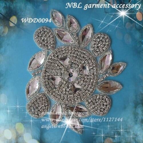 Crystal bridal beaded rhinestone applique for wedding evening dress iron on WDD0094