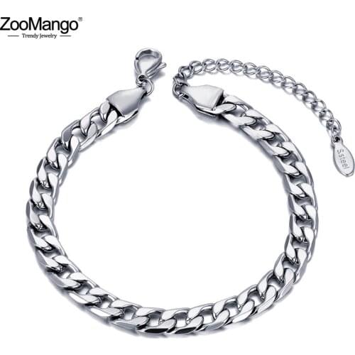 ZooMango Hiphop/Rock 316L Stainless Steel Big Thick Chain Bracelet For Men Women Punk Link Chain Choker Vintage Bracelet ZB20174
