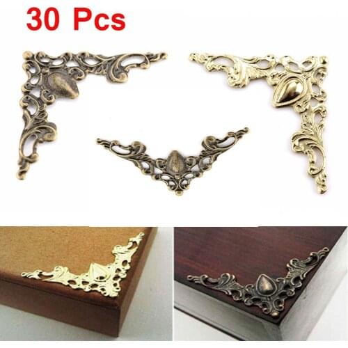30PCS Corner Brackets Metal Angle 40mm Gold Bronze Notebook Cover for Menus Photo Frame Furniture Decorative Protector