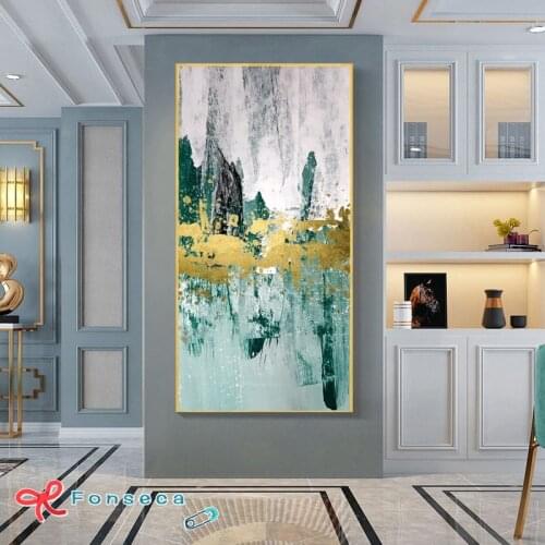 Minimalist Abstract Picture Gold and Blue White Poster Hd Print Canvas Painting Wall Art Home Decoration for Living Room