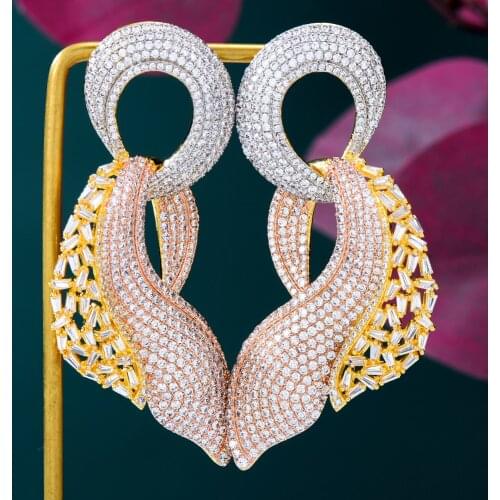 Missvikki Original Design Luxury Vintage Big Earrings For Noble Women Wedding Party CZ Dubai Bridal Earrings Gorgeous Jewelry