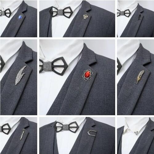 I-Remiel Retro Men Claw of Eagle Feather Leaf Brooch Pin Jewelry Mens Suit Coat Lapel Pins Shirt Collar Accessories Music Gifts