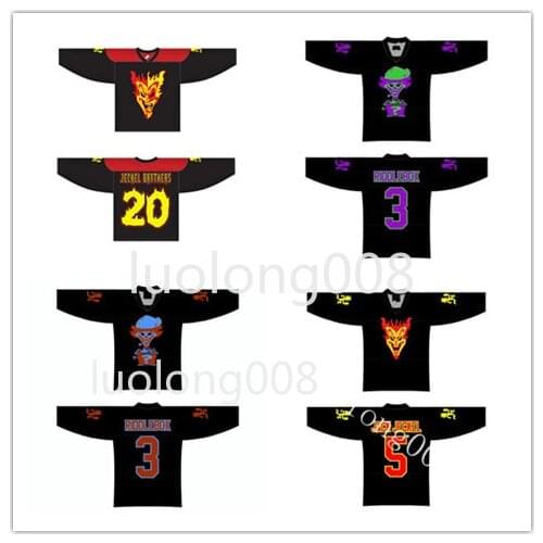 Custom 2020 men Insane Clown Posse 5 Jack Jeckel 3 Riddlebox Black Hockey Jersey Customize any number and name Hockey shirt
