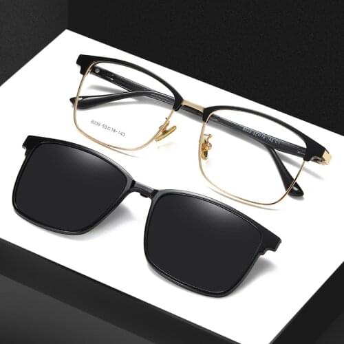 Logorela Men Women Polarized Optical Magnetic Sunglasses Clip Magnet Clip on Sunglasses Polaroid Clip on Sun Glasses Frame 8039