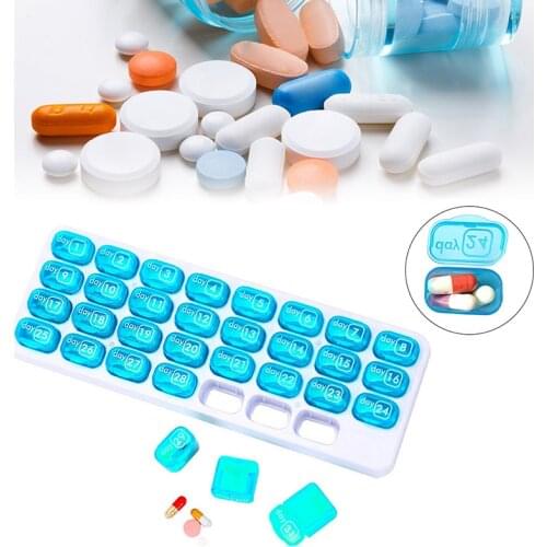 NEW 31 Days Weekly Tablet Pill Medicine Box Holder Storage Organizer Container Case Portable Moisture Proof Pill Box Splitters
