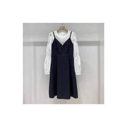 2021 spring new Korean fashion sweet fake two piece dress womens 1c1290411