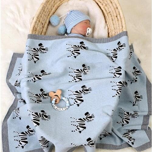Baby Blanket 100x80cm Baby Blanket Cartoon Zebra Pattern Swaddle Wrap Infant Stroller Cover Blanket Swaddling