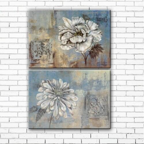 Pastoral white peony flower scenery canvas printings oil painting printed on canvas home living room wall art decoration picture