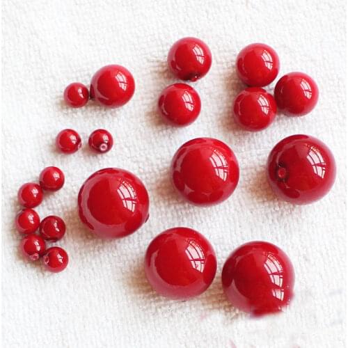 Half Drilled Red Shell pearl 6-16mm Round Loose Beads 10pcs, Wholesale For DIY Jewellery Free Shipping