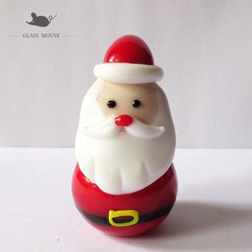 Gnomes Christmas Glass Dwarf Figurine Handmade Cute Mini Santa Claus Ornament Gifts For Kids Xmas Home Decor Charms Accessories
