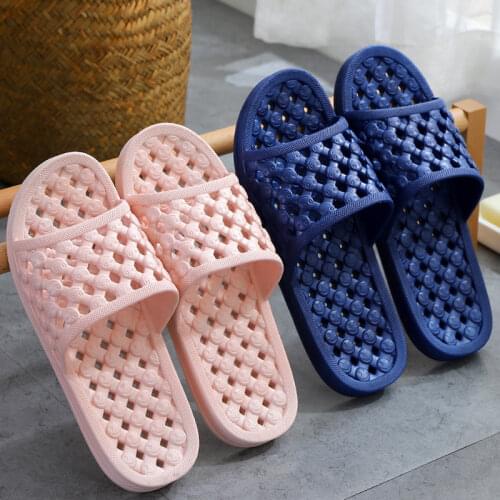 New Female Summer Indoor Slippers Female Couple Home Bath Anti-skid Drag Bathroom Soft Bottom Leaking Sandals And Slippers Men
