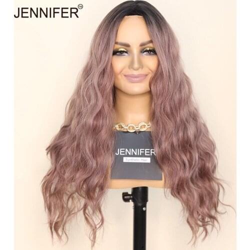 Synthetic Wigs for Women Pink Brown/Black Wig Long Wavy Cosplay Smooth Wavy Wig Hair Full Mechanism Heat Resistant