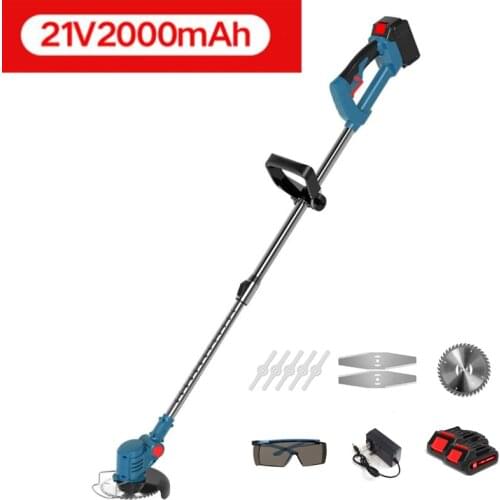 21V 2000mAh Electric Grass Trimmer Powerful Trimmers Brush Cutter Lawn Mower Cordless Cutting Machine Garden Tools 1/2 Battery