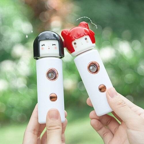 Cute Girls Portable Steam Face Humidifier Handheld Ultrasonic Mini Air Humidifier USB Rechargable Humidifier Beauty Instruments