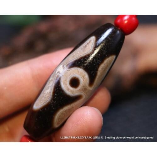 Treasure Unique Ultra Energy Magic Tibetan Old Agate Guiren Tairen 6 OM Words Big Drum dZi Bead Pendant Totem Timestown UPD22