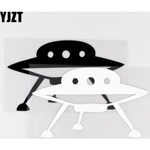 YJZT 14.8X8.8CM UFO Spacecraft Vinyl Decals Car Stickers Unknown Object Alien Black / Silver 10A-0099