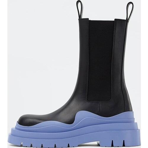 2021 New Ankle Boots For Women Thick Heels Winter Autumn Boots Female British Style Platform Chelsea Shoes Round Toe Shoes