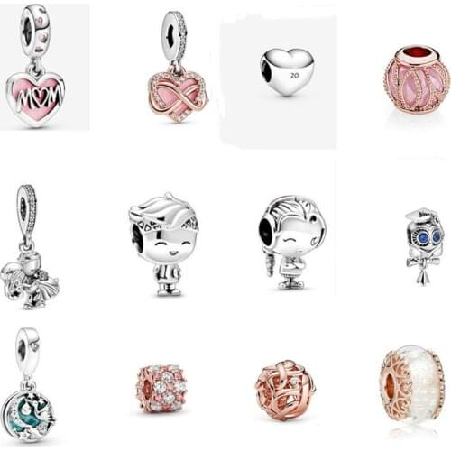 New 100% 925 sterling silver endless love pendant zircon charms beads fit Pan bracelet woman DIY jewelry gifts