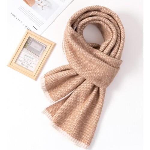 Winter 100% Lamb Wool Scarf Women and Men Neck Warmer Blue Large Pashmina Wraps Foulard Femme Cashmere Echarpe Pure Wool Scarves
