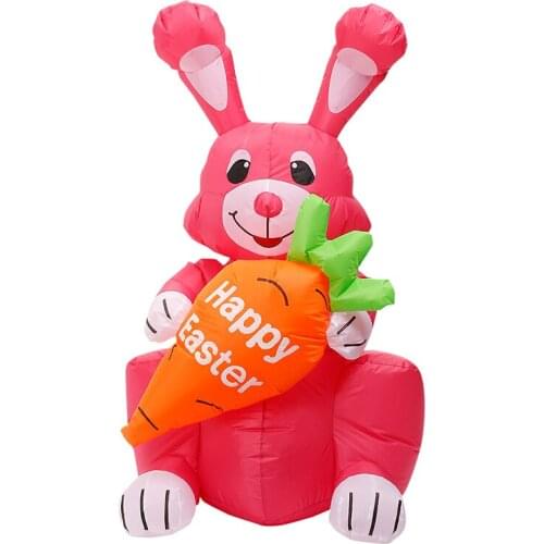 1.2M Cute Rabbit with Carrot Inflatable Toys 2021 Happy Easter Banners Decorations Bunny Easter Ornaments for Easter Party