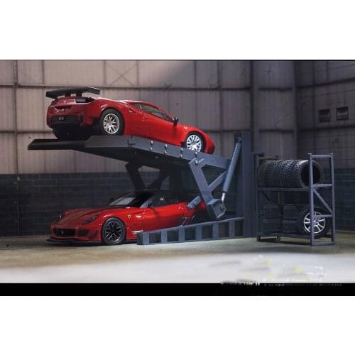 1:64 Garage Repair Shop Scene Accessories Parking Lot Shelf Lift Tire Frame plastic material