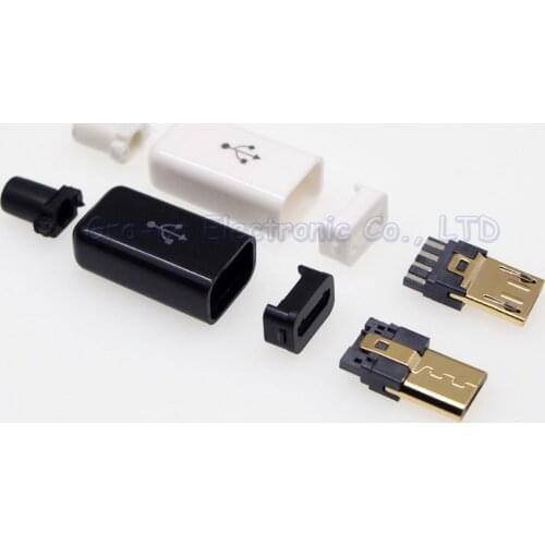 10set DIY 4 in 1 Gold-plated micro USB Male Plug 4P micro usb jack connector