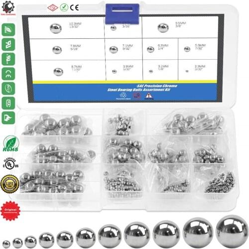 11 Size 3/32''-13/32'' SAE Precision Chrome Steel Assorted Loose Bicycle Bearing Ball Assortment Kit,Precision Balls