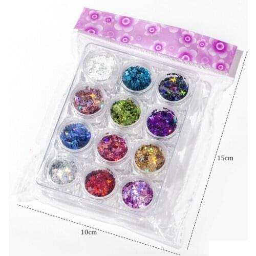 12 Color/Set Laser Butterfly Decor Mini Gel Nail Polish Decoration Nail Salon Slime Epoxy Lip Gloss Base Diy 2g