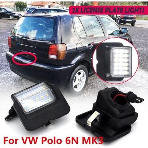 2pcs 12V LED Number License Plate Light Lamps Car License Plate Lights Exterior Accessories for VW Polo MK3 6N Hatchback 94-99