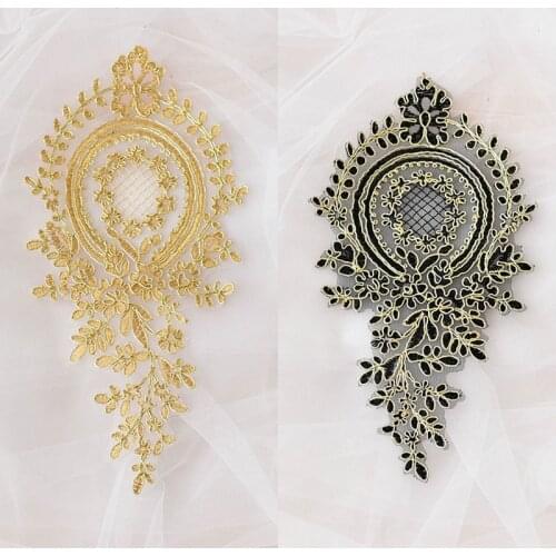 2Pcs 28X14cm Colors Delicate Wedding Veil Head Ornaments Lace Applique Lace Trim Dress DIY Lace Accessories