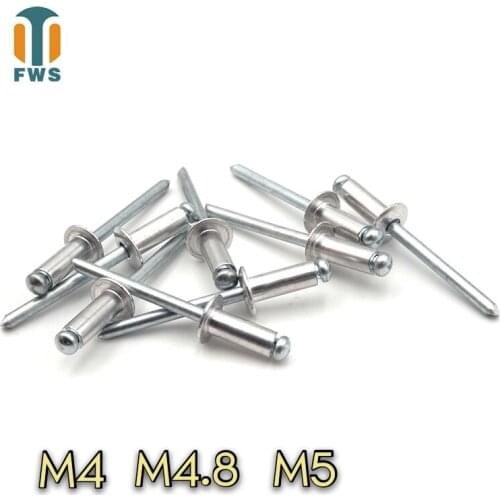 20PCS M4 M4.8 M5 Multi Sizes DIN EN ISO15977 GB/T12618.1 Aluminium Open End Round Head Blind Rivet for Furniture Car Aircraft