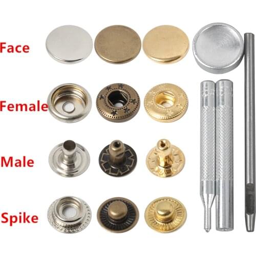 30 sets Metal snap 10mm 12.5mm 15mm Fastener metal buttons Rivets Clasp Snap fastener Snaps Buttons Jacket buttons