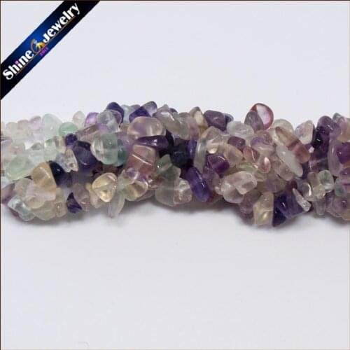 32" Strand 5-8mm Genuine Natural Fluorite Chip Gems Freeform Gravel Crystal Loose Beads Jewellery Making Material Stone