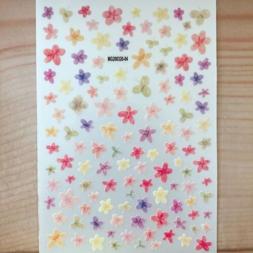 3D Nail Sticker Colorful Flower Design DIY Tips Nail Art Decoration Packaging Self-adhesive Transfer Decal Slider