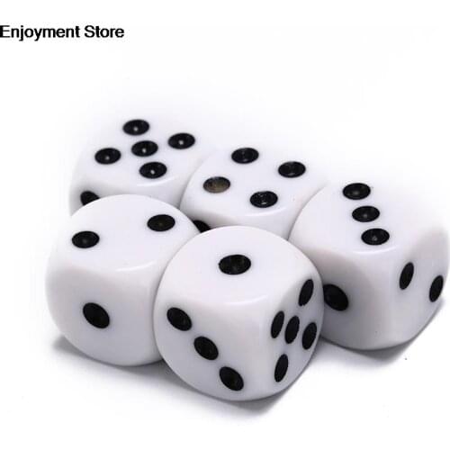 5Pcs/Lot 6 Sided Drinking Dice 16MM White Dices Acrylic Round Corner Data Party Game Cubes RPG Dice Digital Dices
