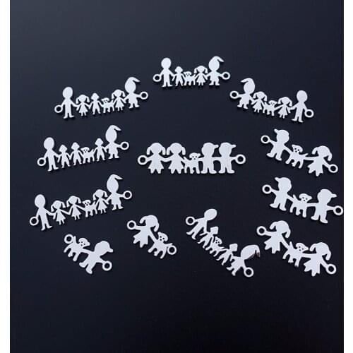 Dog Jewelry Component Stainless Steel Connectors Dad Mum Son Daughter and Pet Dogs Diy Findings 5pcs lot