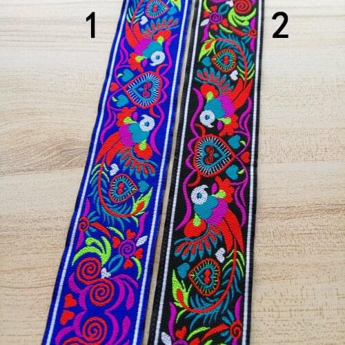 5cm 50mm 2'' Chinese China Folk Phoenix Bird of Wonder National Jacquard Woven Ribbon Lace Webbing Curtain Coloful Trim Borders