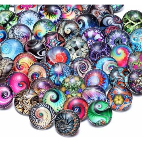 50pcs/Lot New Dizziness Theme Glass Charms 18mm Snap Button For 18mm Snaps Bracelet Snap Jewelry KZHM065