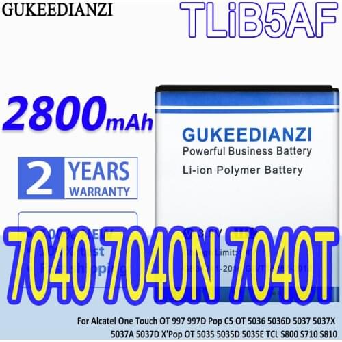 TLiB5AF 2800mAh Battery For Alcatel One Touch OT 997 997D Pop C5 OT 5036 5036D 5037 5037X 5037A 5037D X'Pop OT 5035 5035D 5035E