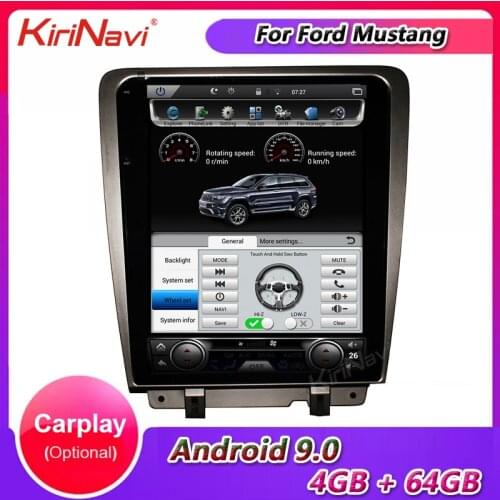 KiriNavi 12.1" Vertical Screen Tesla Style Android 9.0 Car Radio For Ford Mustang Auto GPS Navigation Car Dvd Player 2010-2014