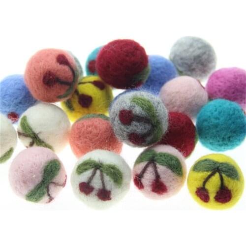 Free Shipping 20Pcs 30MM Round Wool Felt Cherry Balls Handmade DIY Jewelry Ornament Accessories Girls Hair Jewelry Patch Craft