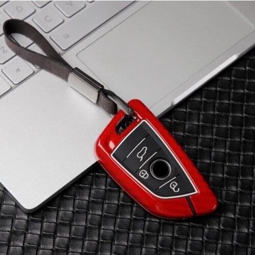 Galcanized Alloy+Silicone Car Remote Smart Key Case Fob Cover For BMW X1 X5 X6 F15 F16 F48 BMW 1 / 2 Series blade Keychain Bag