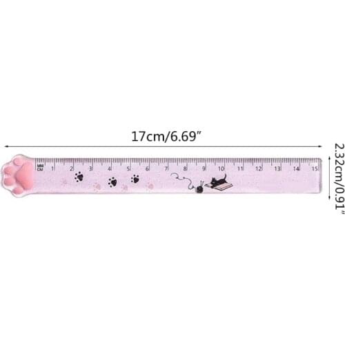 D5QC Creative Scale Ruler Cute Cartoon Cat Paw Straight Ruler Measuring Tool Stationery Math Ruler for Traveler Office School